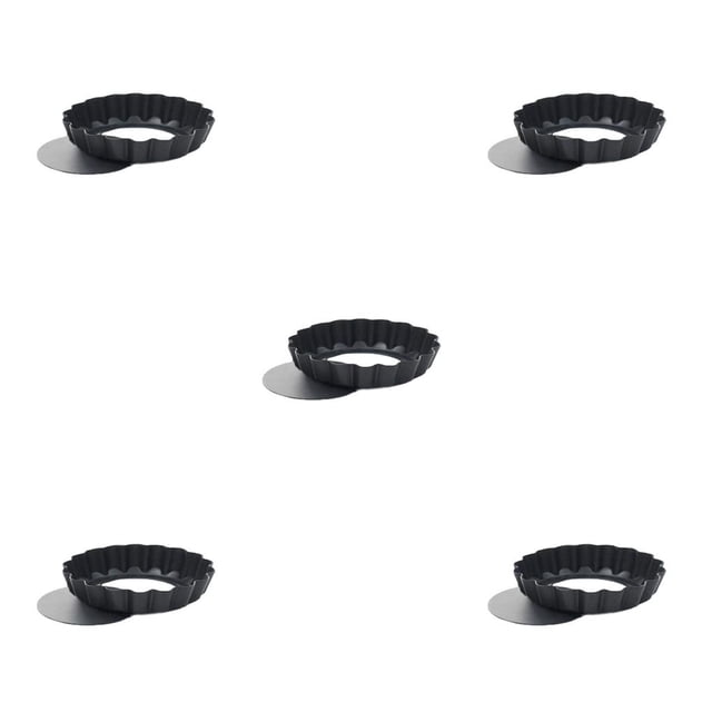 bedienty Quiche Pan Removable Bottom Non Stick Bakeware Kits Baking Accessory Kitchen Supplies Household Items Cooking Tools Regular 4 inch 5Set