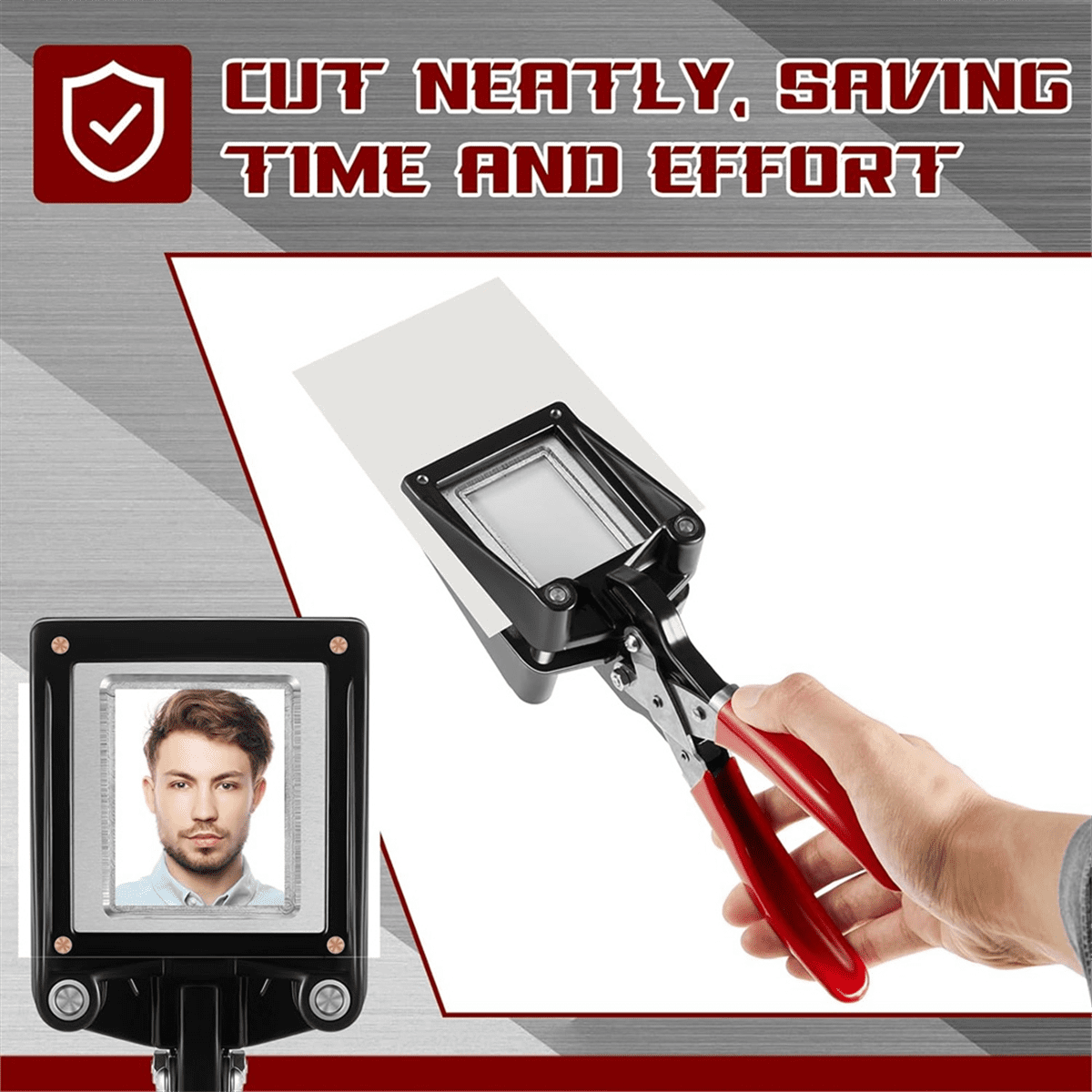 Handheld Passport Photo Cutting Machine Photo ID Die Cutting Machine Hole Punch Suitable for Office(1.4 Inch X 1.8 Inch)