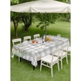 thumbnail image 3 of Outdoor Tablecloth with Umbrella Hole and Zipper, Watercolor Floral Rectangle Table Cloth 60x84 Inch Waterproof Tablecloth, Spring Flowers Leaves Plants Gray Plaid Picnic Table Cover for Patio, 3 of 7