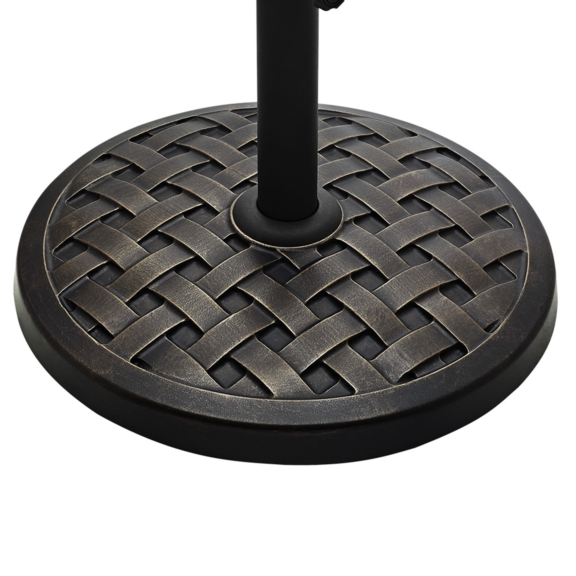 Walker Edison Round Resin Patio Umbrella Base, Bronze