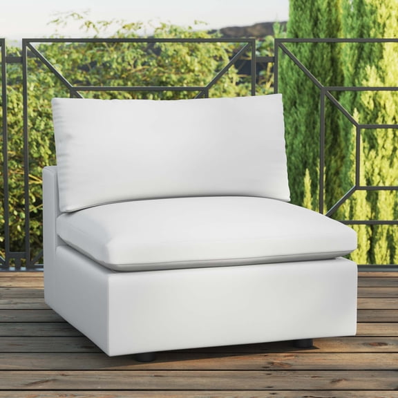 Modway Commix Overstuffed Outdoor Patio Armless Chair in White
