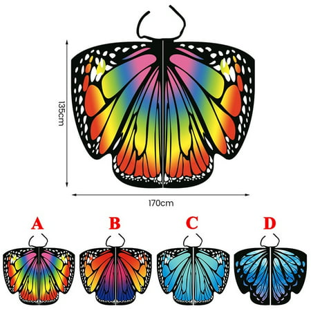 Women Girls Soft Butterfly Wings Shawl Scarf Elegant Ladies Costume Accessory
