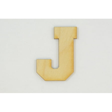 1 Pc, 3 Inch X 1/4 Inch Thick Collegiate Font Wood Letters J Easy To Paint Or Decorate For Indoor Use