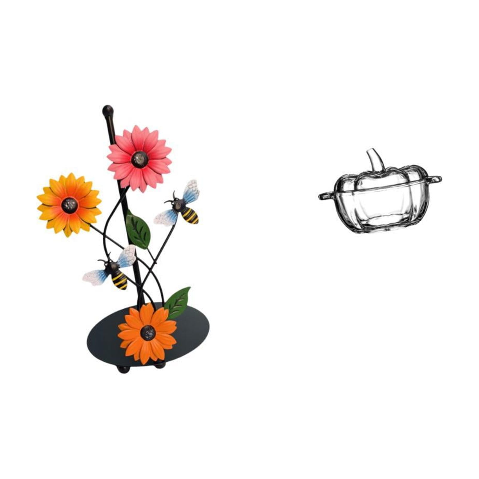Fiocias Toilet Paper Holder Paper Towel Holder Candy Dish Glass Candy Jar Iron Glass Material Weighted Base Suitable for Room Office Desk Party