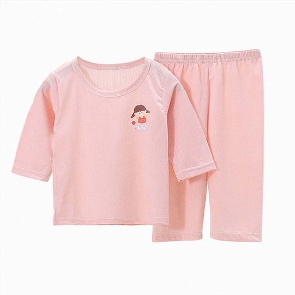 KPOPLK Toddler Little Girls Pajamas Long Sleeve Shirt and Pants Sleepwear Winter Kids Pjs Set Nightgown 1-14 Years Size 9-10 Years,Pink