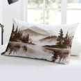 thumbnail image 5 of Brown Ink Landscape Throw Pillow Cover 16 x 24 Inch Decorative Pillow Cover Watercolor Lake Forest Lumbar Pillowcase Seasonal Rectangle Cushion Case for Couch Sofa Bed Living Room, 5 of 7