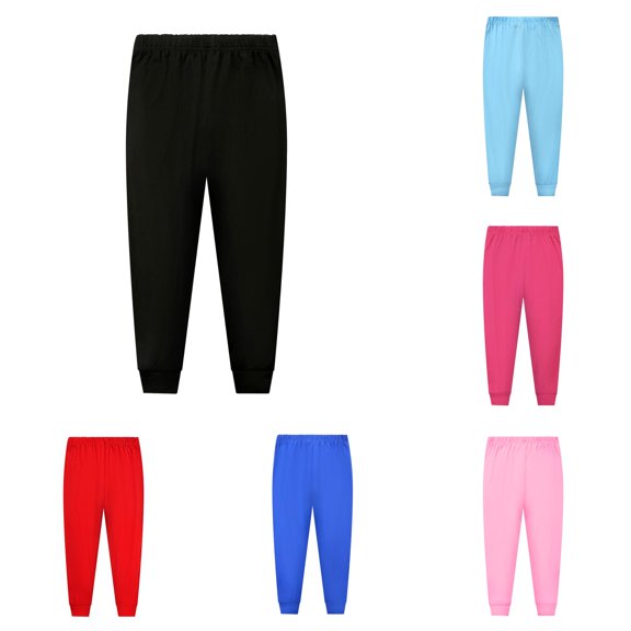 Yuhangmm Pants for Girls, Toddler Boys Girls Solid Prints Nightwear Long Pants Girls Swim Leggings Black 5-6 Years