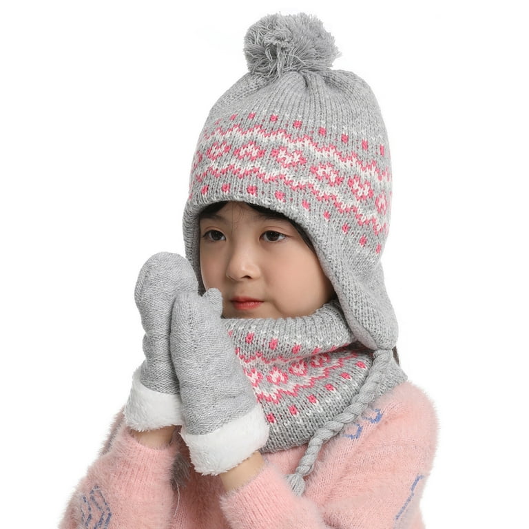 1 Set 2 5 Years Toddler Winter Hats Kids Winter Hat Gloves Scarf Set Baby Winter Hat Baby Beanie Knit Warm Set for Boys Girls