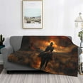 thumbnail image 2 of Uemuo Western Rainy Desert Cowboy Printed Throw Blanket for Couch, Fluffy Fuzzy Blankets for Bed, Sofa, Cozy Flannel Faux Fur Blanket-80"x60", 2 of 6