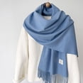 thumbnail image 4 of Luna&Dolphin Women Winter Solid Color Scarf Imitation Cashmere Soft Brown White Warm Knitted Woolen Ins Neck Pashmina Big Shawl, 4 of 5