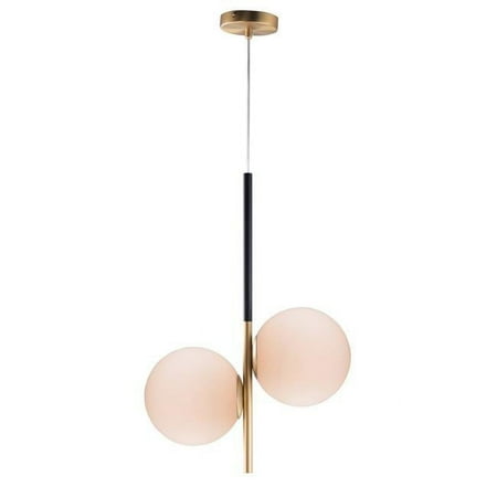 

Maxim 26035SWSBRBK 10 in. Vesper Two-Light Single Pendant Ceiling Light Satin Brass & Black