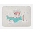 thumbnail image 1 of Cartoon Airplane Bath Mat, Adventurous Funny Bear Flying in the Sky on a Plane Cheerful, Plush Bathroom Decor Mat with Non Slip Backing, 29.5" X 17.5", Multicolor, by Ambesonne, 1 of 2