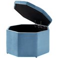 thumbnail image 4 of Posh Living Jeremiah Velvet  Upholstered Tufted Octagon Cocktail Storage Ottoman - Light Blue, 4 of 8