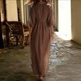 thumbnail image 5 of Odbmxy Womens Dresses Maxi Fall Cotton Linen 3/4 Sleeve Tent Oversized Puff Sleeve Collared Beach Women's Shirt Dress, 5 of 7