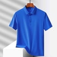 thumbnail image 4 of HOMADLES Men Polo T Shirt Pique Tee Button Ice Silk Soft Men Loose Solid Casual Short Sleeve Golf Shirt A Blue 2XL, 4 of 6