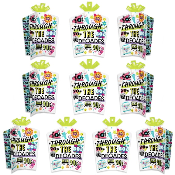 Big Dot of Happiness Through the Decades - Table Decorations - 50s, 60s, 70s, 80s, and 90s Party Fold and Flare Centerpieces - 10 Count