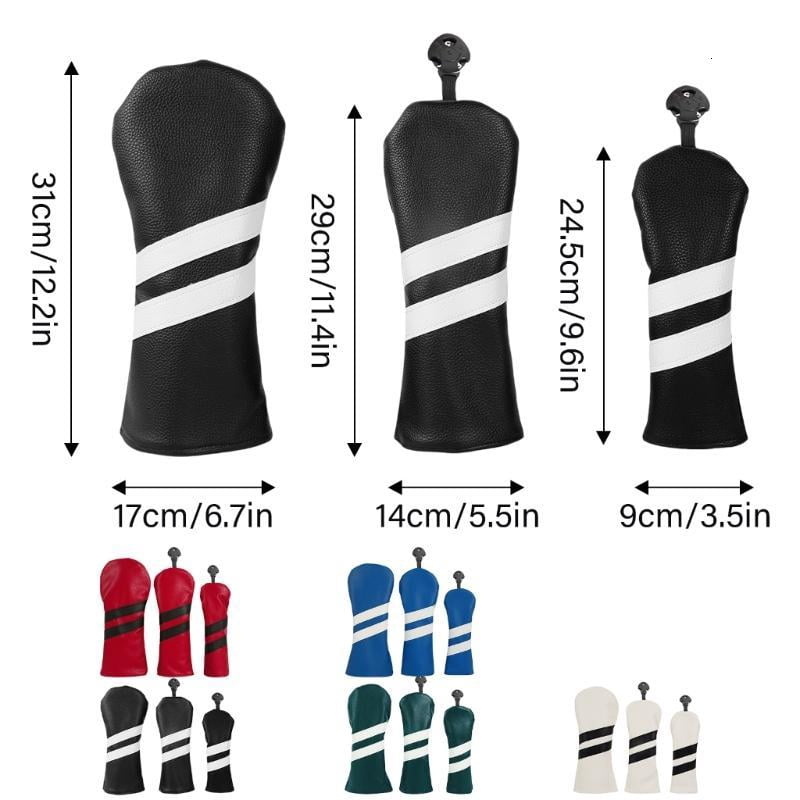 CEORPER 3Pcs Waterproofs PU Golfs Club Head Cover Replacement Driver Headcover