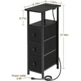 thumbnail image 2 of Living Room Narrow Side Table (Set of 2 with Charging Station), Slim Side Table, Slim Nightstand, Black, 2 of 5