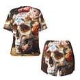 thumbnail image 5 of Lsque Rose Floral Skull Women's Short-Sleeved Pajama Set - 2 Piece Soft and Lightweight Sleepwear Set-XX-Large, 5 of 9