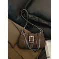 thumbnail image 6 of Hotian Handbag for Women Top Buckle Suede Shoulder Bags with Chain Purses Coffee, 6 of 8