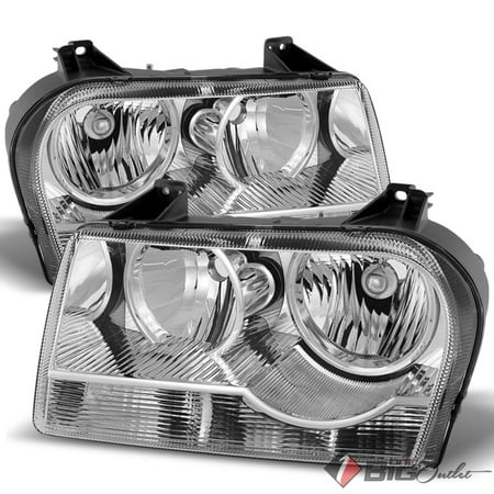 For 2005-2008 Chrysler 300 Chrome Housing Non-Projector Halogen Headlights Assembly Pair Left+Right/2006