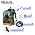 thumbnail image 4 of Picia Forest Meditating Gorilla Printed Canvas Daypack - Stylish and Durable Vintage Compact Backpack - Class, Work, Travel, or Laptop Bookbag,Organized Compartments-Small, 4 of 6
