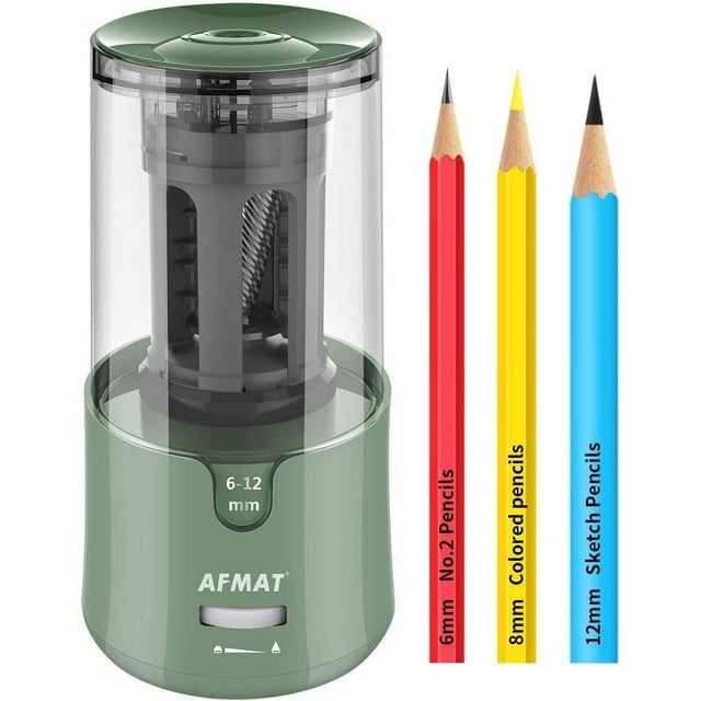 Electric Pencil Sharpener, Auto Stop, Super Sharp & Fast, Electric Pencil Sharpener Plug in for 6-12mm No.2/Colored Pencils/Office/Home-Green