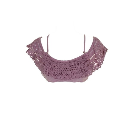 Raisins Lilac Cancun Crochet Off-The-Shoulder Bikini Top M
