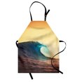 thumbnail image 1 of Ocean Apron Ocean Breaking Wave at Sunset in Warm Colors Sea Seasonal Picture Art, Unisex Kitchen Bib Apron with Adjustable Neck for Cooking Baking Gardening, Turquoise Yellow Brown, by Ambesonne, 1 of 3
