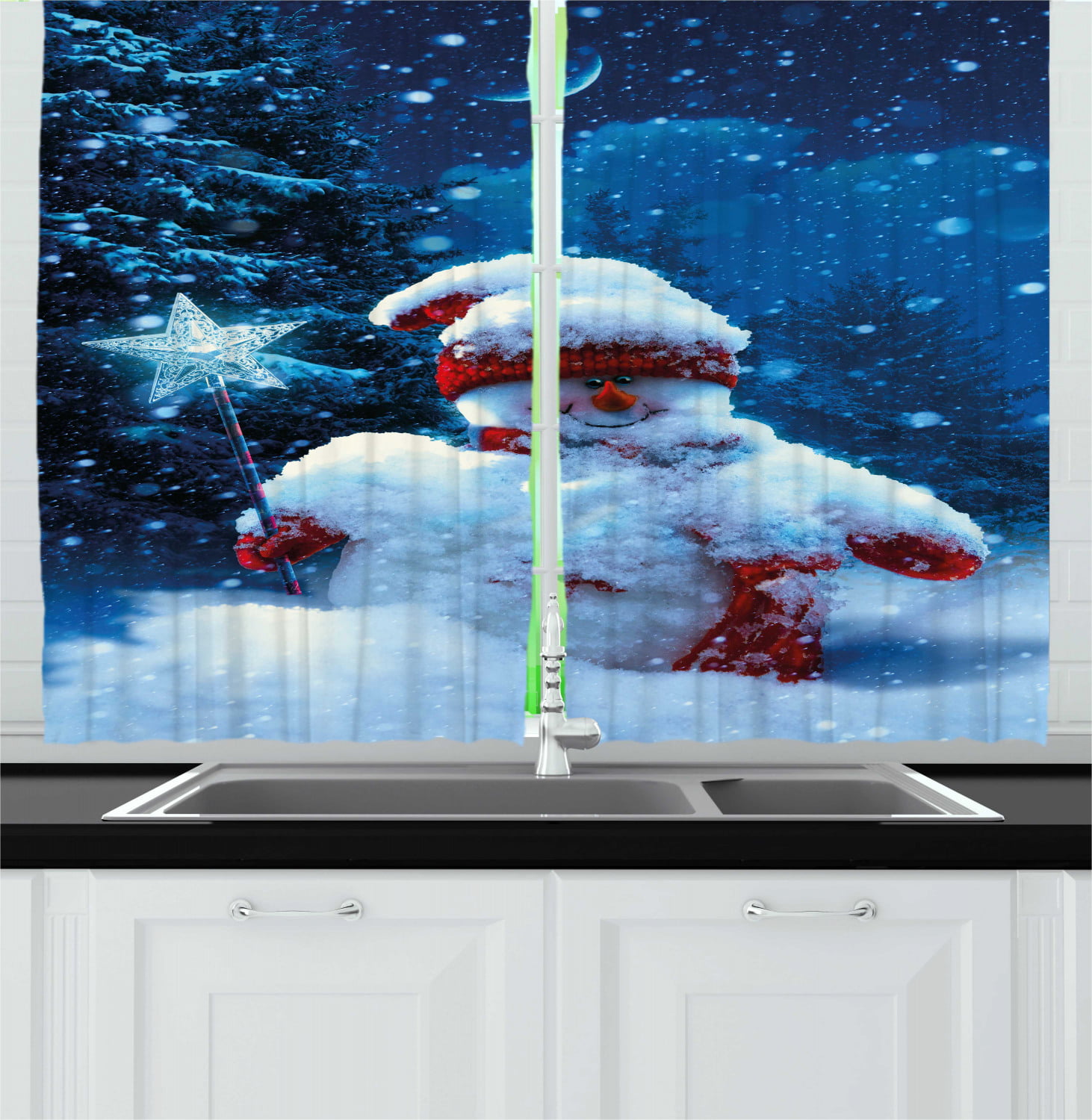 Christmas Winter Snowman 84"x84" Drapery/Curtain Set 4pc Window Treatments 