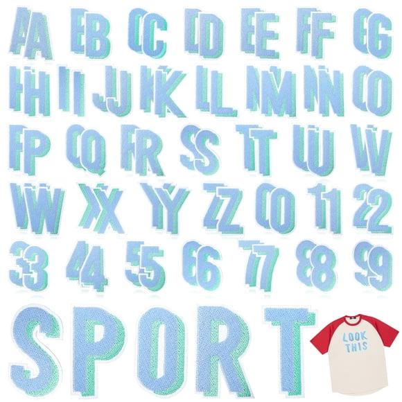 Parche de Letras Termoadhesivas NICEVINYL Azul a Verde 72PCS