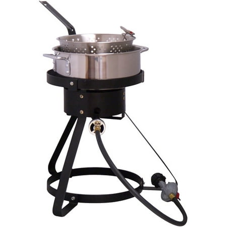 King Kooker 16" Propane Outdoor Cooker with Stainless Steel Fry Pan and Basket