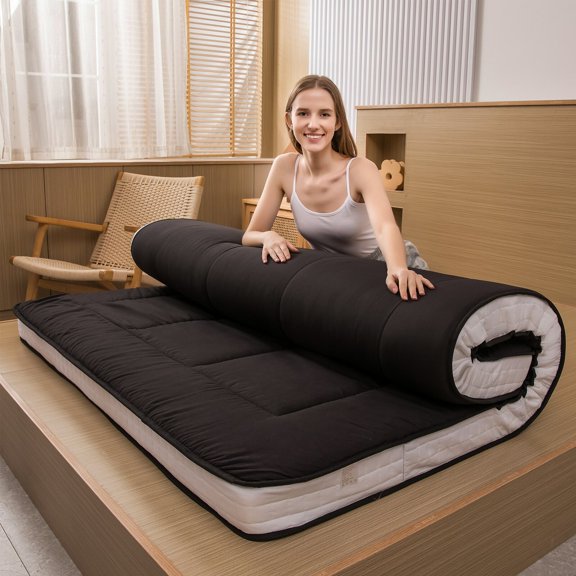 Futon Mattress, Padded Japanese Floor Mattress Quilted Bed Mattress Topper, Extra Thick Folding Sleeping Pad