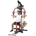 thumbnail image 2 of Home Gym Equipment, All-in-One Workout Machine with LAT Pull Down System & Pulley, Compatible with Your Own Weight Plates for Full Body Workout, Red & Black, 2 of 8