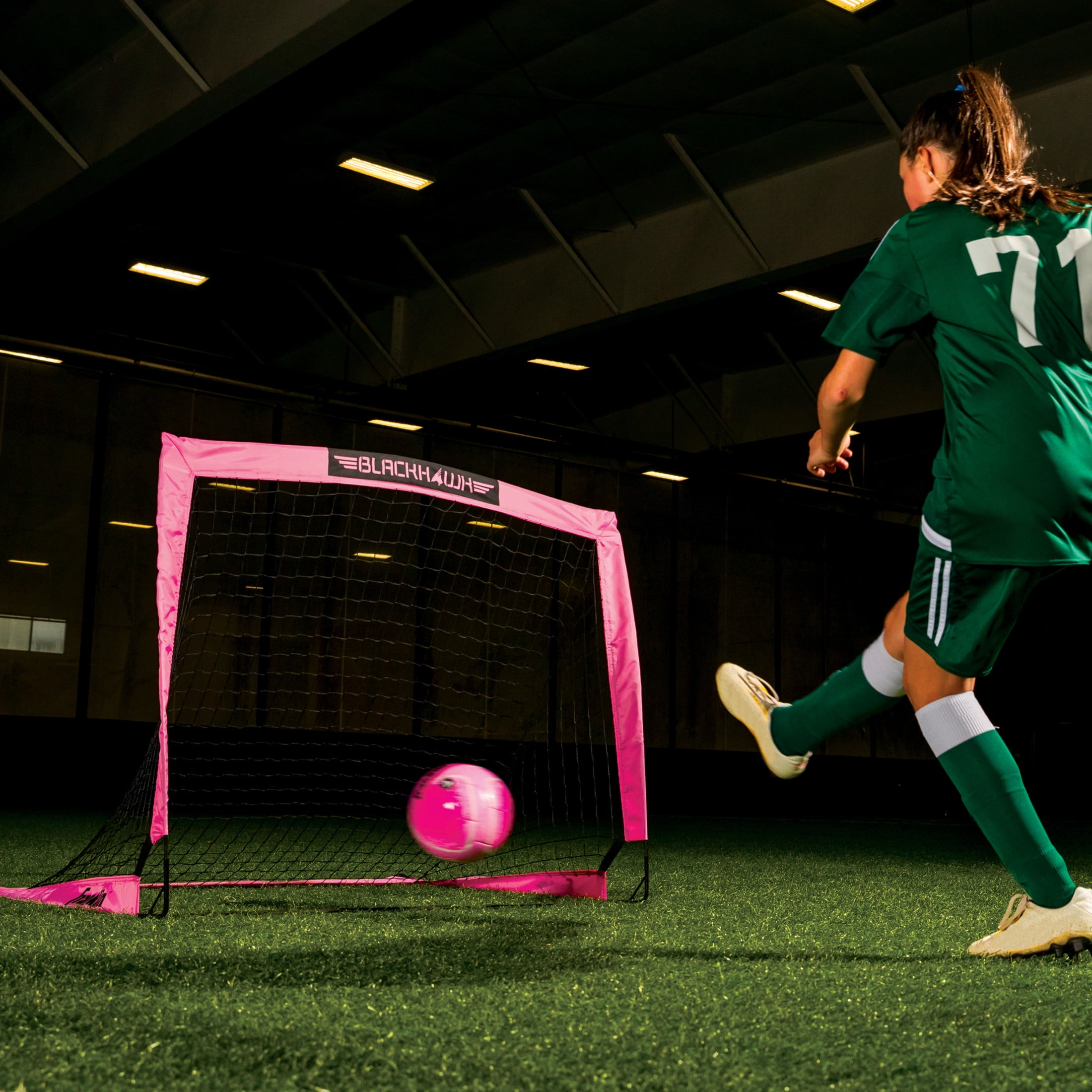 Franklin Sports Blackhawk Soccer Goal - Pop up - Mini Foldable Net - Adult + Kids - 4' x 3' - Pink