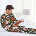 thumbnail image 6 of Susaid Rabbits on Floral Print Men's Long Sleeve Pajama Set, Two-Piece Button-Down Loungewear PJs Set, Comfortable Sleepwear for Relaxation-X-Large, 6 of 7