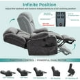 thumbnail image 6 of MEETWARM Oversized Dual Motor Lay Flat Power Lift Recliner Chair for Elderly with Heat Massage, Large Sleeping Electric Recliner with Extended Footrest, Lumbar Pillow, USB & Type-C Ports, Plush-Gray, 6 of 8