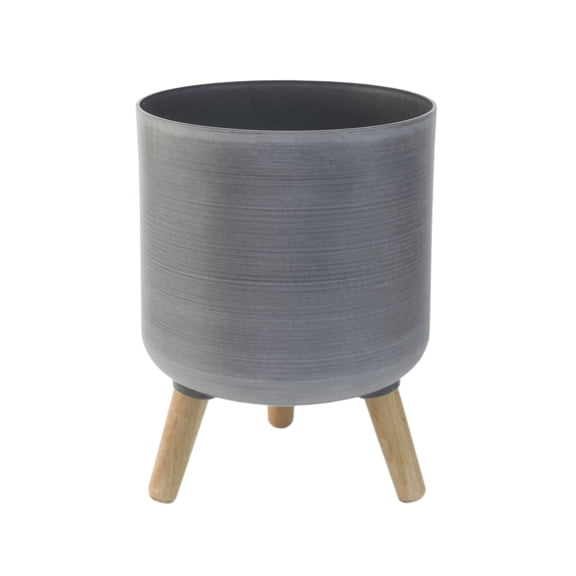 Algreen Modena 10.7" Planter with Stand, Brushed Grey