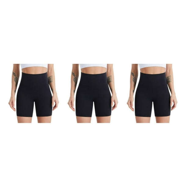 Decodeary 1/2/3 Women High Waist Sport Shorts Side Pocket Butt Hip Lifting  Gym Short Leggings Clothing for Yoga Running Cycling XL 3PCS 