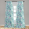 thumbnail image 2 of Botanical Window Curtains, Garden Themed Watercolor Style Leaf Prints Blooming Brushstrokes, Lightweight Decor 2-Panel Set with Rod Pocket, Pair of - 28"x95", Teal Pale Purple and White, by Ambesonne, 2 of 3