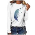 thumbnail image 2 of CEHVOM Hauts pour Femmes Col Rond Imprimé Manches Longues Décontracté Ample Blouse T-shirt Hauts, 2 of 5