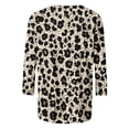 thumbnail image 4 of Ayolanni Crew Neck Summer&nbsp;Fall&nbsp;Clothes 3/4 Sleeve Trendy Leopard Print Tunic Blouse Plus Size Daily Wear Shirts Tops for Women Yellow L, 4 of 7