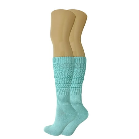 

Mint Green Heavy Slouch Socks for Women 80s Style 2 Pairs Shoe Size 5-10