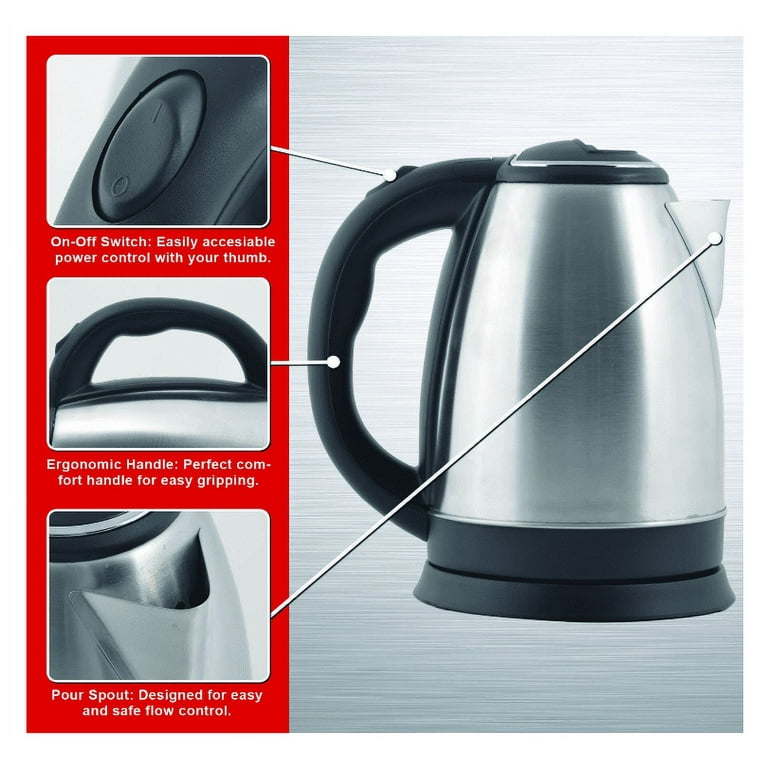 Best Electric Tea Cordless Kettle with Rapid Boil Technology, 2.0 Liter,  Brushed Nickel Stainless Steel Finish 