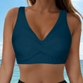 thumbnail image 2 of TOWED22 Women Swimsuit Bikini Top Criss Cross Push Up Swim Crop Top Tie Back Bathing Suit(Navy-01,M), 2 of 9