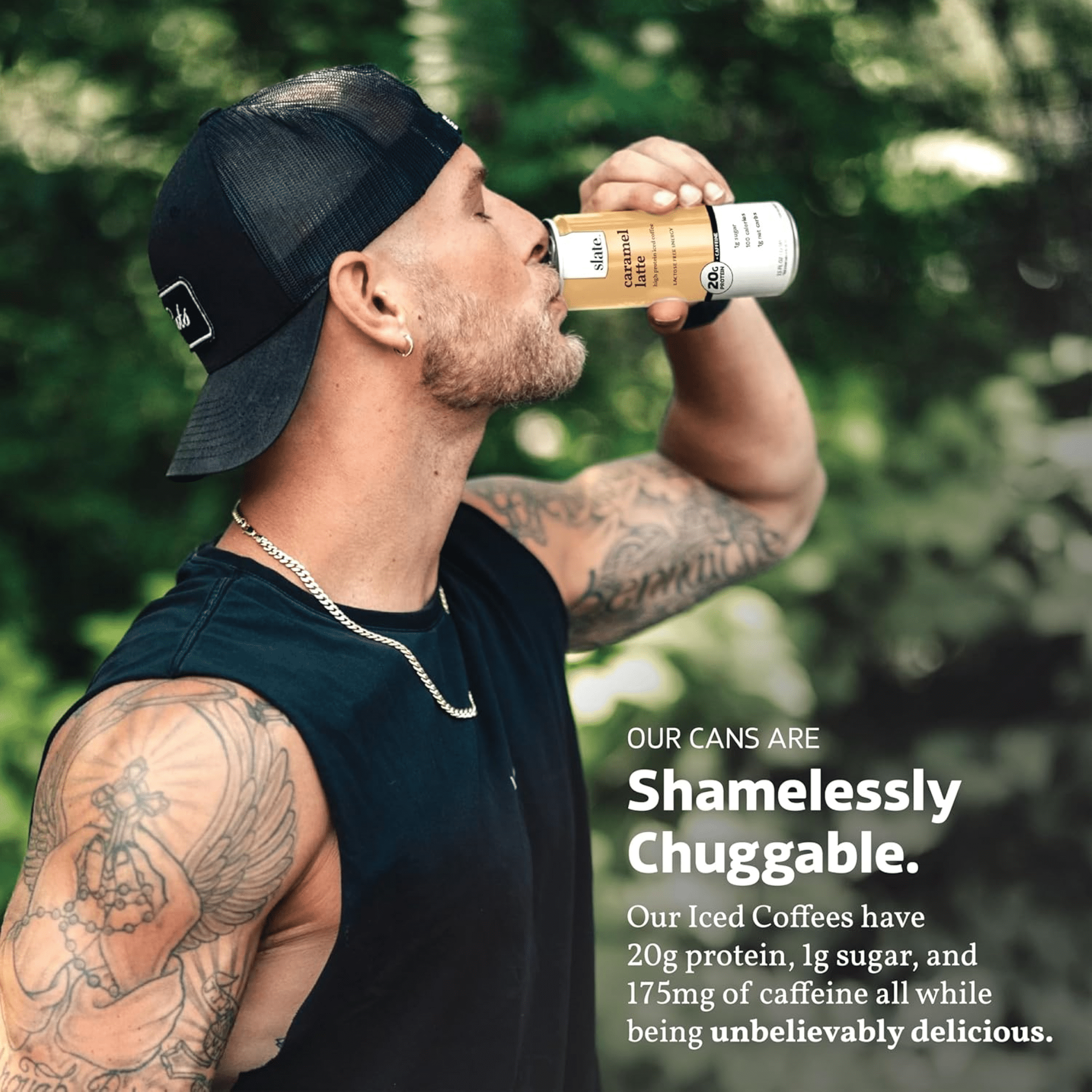 (2 pack) Slate Milk Caramel Latte, High Protein Iced Coffee, 20g Protein, 11 fl oz Can, Ready to Drink