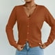thumbnail image 4 of Suéter de cuello en V para mujer, suéter de punto de color liso con cuello en V, cárdigan con botones, blusa para mujer, 4 of 8