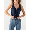 thumbnail image 4 of Suagox Women's Denim Vest Slim Fit V Neck Sleeveless Button Down Summer Tops for Party Club, 4 of 10