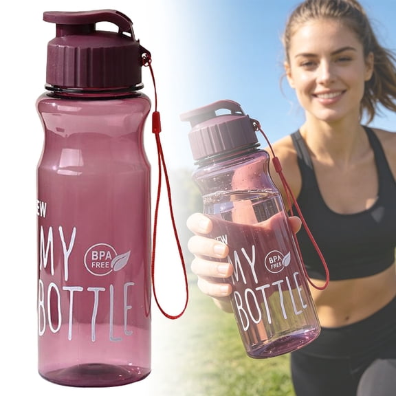 Sports Water Bottle, 8.66 inch Plastic Drinking Bottle with Hand Strap, Press Flip Lid Water Container, Lightweight Hydration Flask, Travel Water Container for Outdoor Gym Camping Hiking