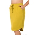 thumbnail image 2 of Zenana Women & Plus Elastic Waist Knee Length Tulip Hem Midi Skirt with Side Pockets & Self Tie Drawstring, 2 of 3